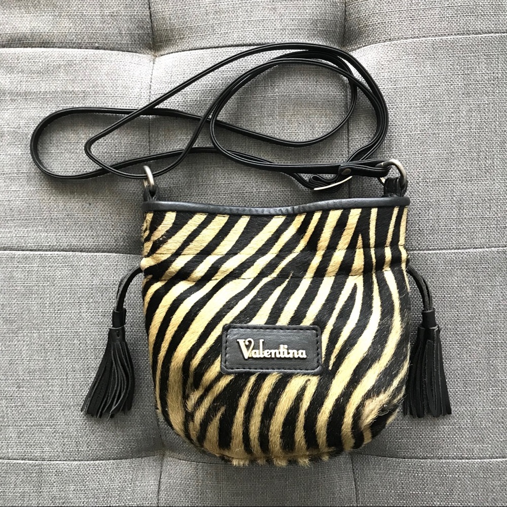 Valentina Leather Animal Print Small Crossbody Bag